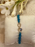 Load image into Gallery viewer, Classy Swarovski-Infinity Evil-Eye Crochet Thread Rakhi
